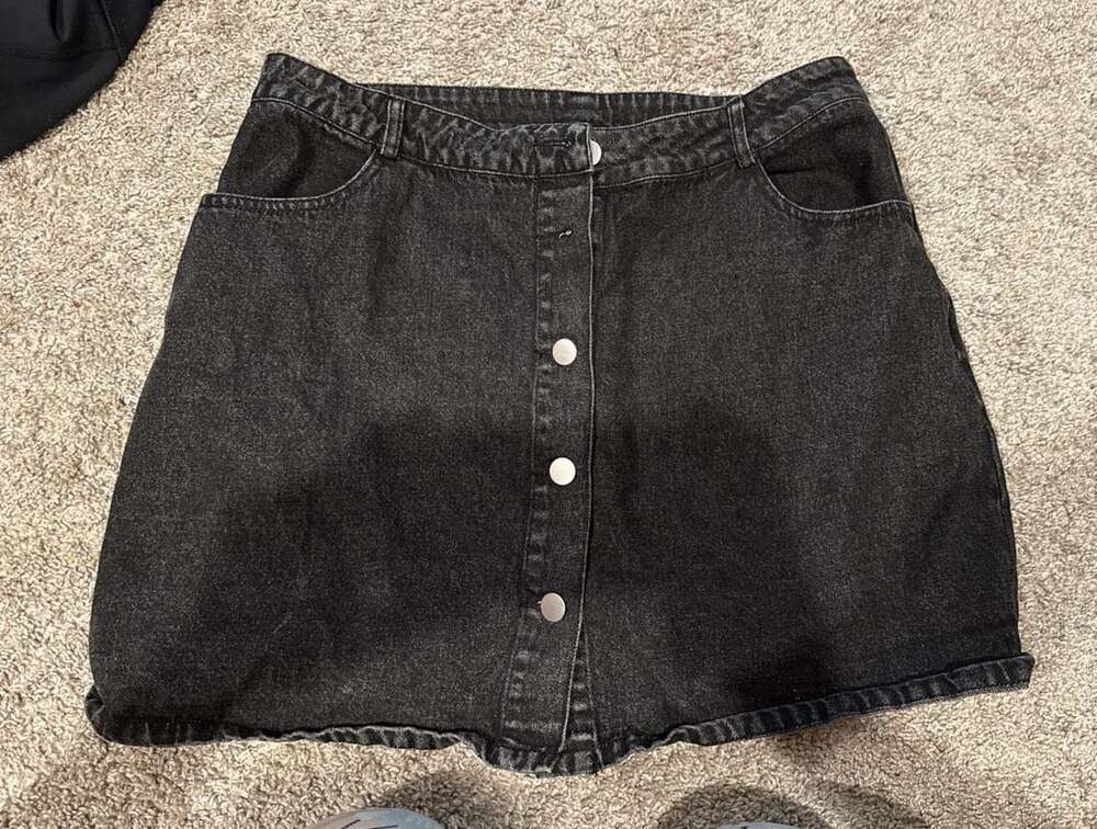 Lulus Real Babe Black High-Waisted Button-Up Denim Mini Skirt